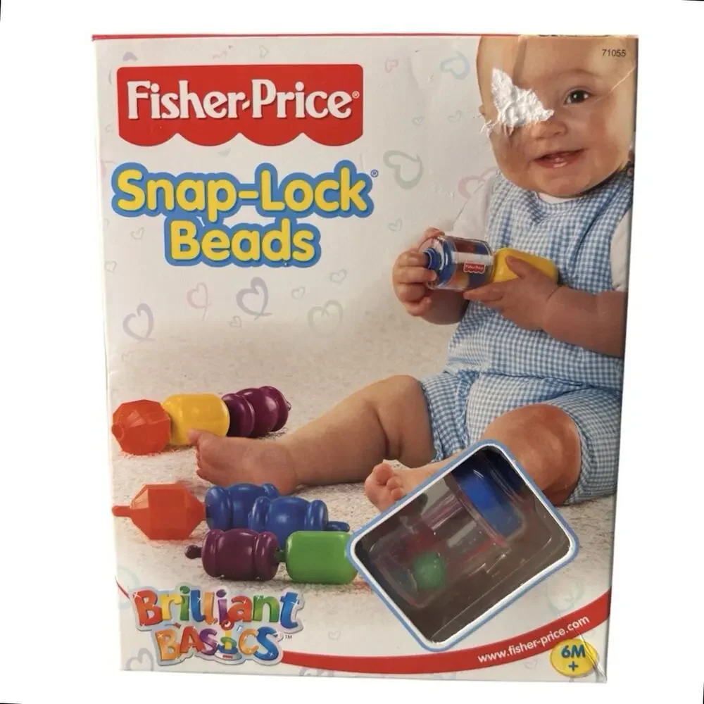 Fisher Price Vintage 2002 Snap-Lock Beads 11 Piece Baby Learning Sensory Toy